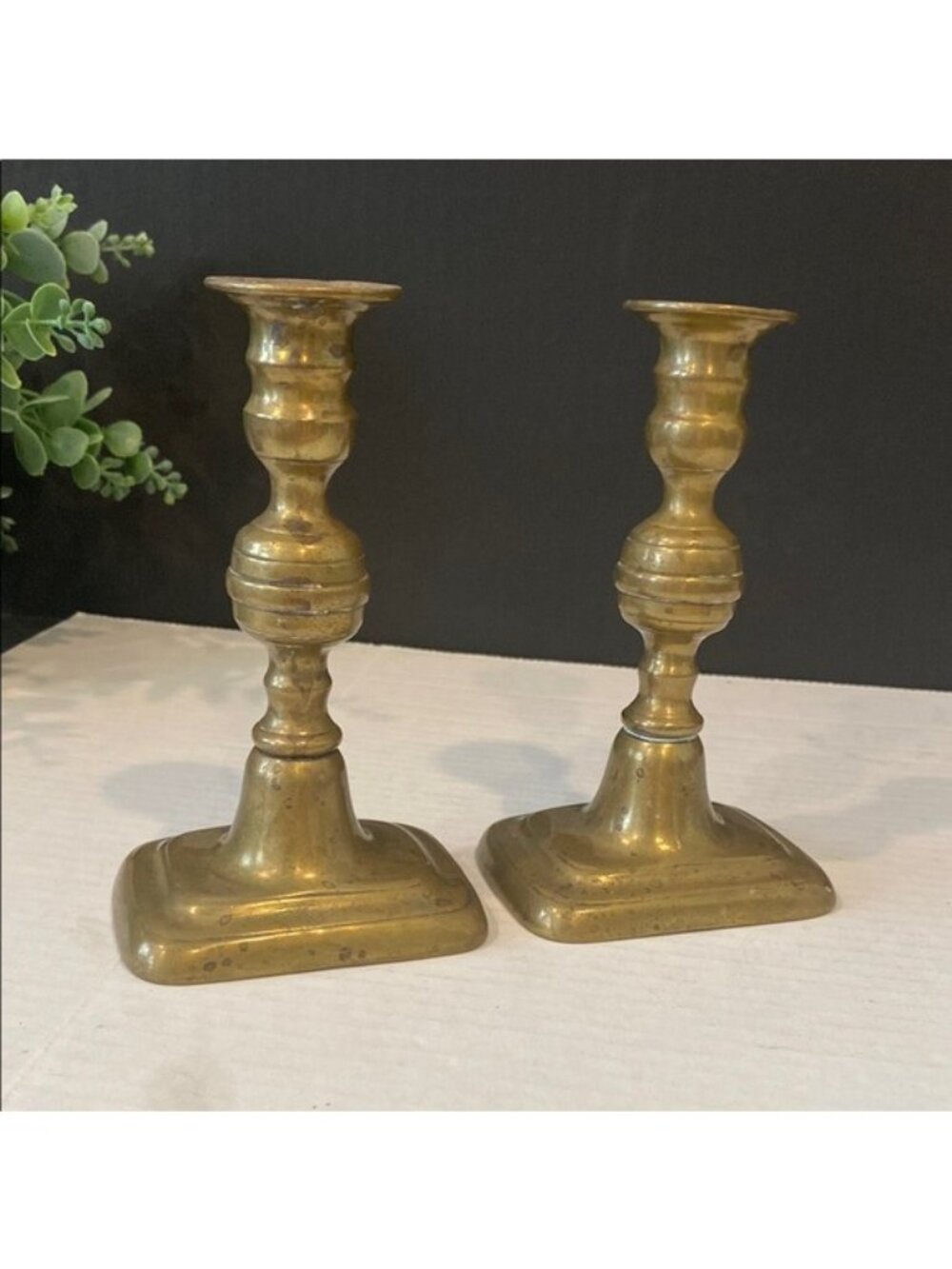 Elegant Vintage Antique Brass Candlestick Holders X 2